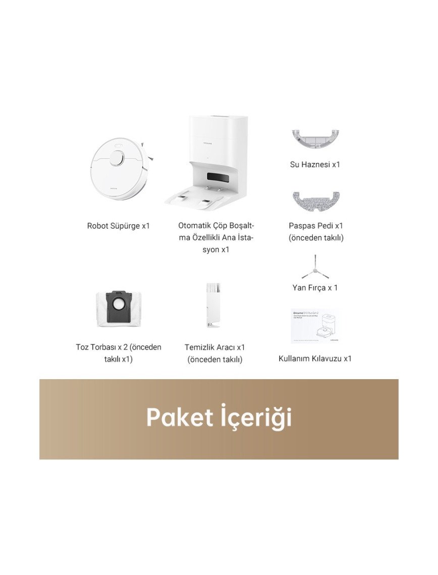 Dreame D10 Plus Gen 2 Robot Süpürge Beyaz, 6,000PA Emiş Gücü